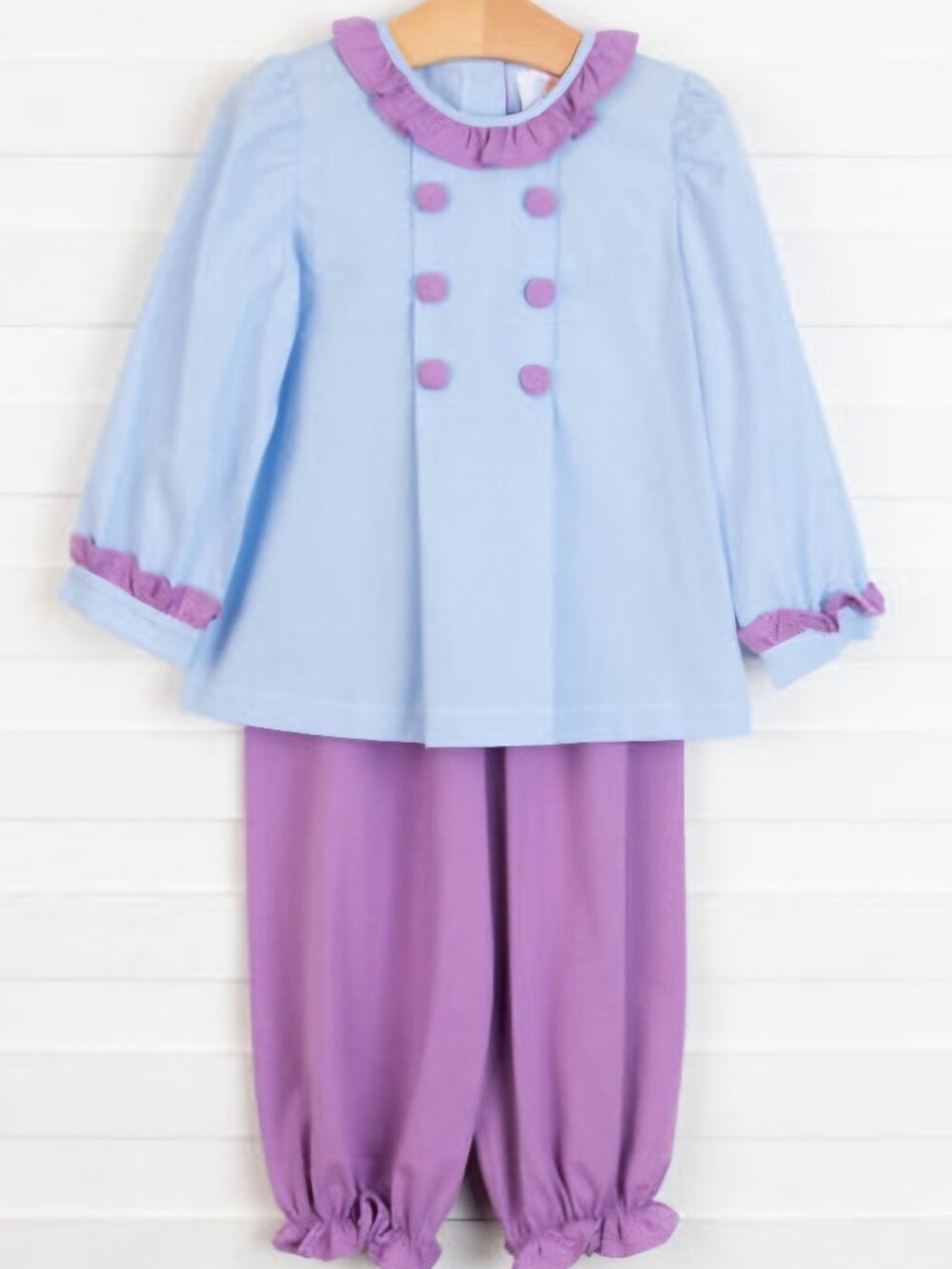 Stitchy Fish Eloise Gingham Pant Set, Purple size 6